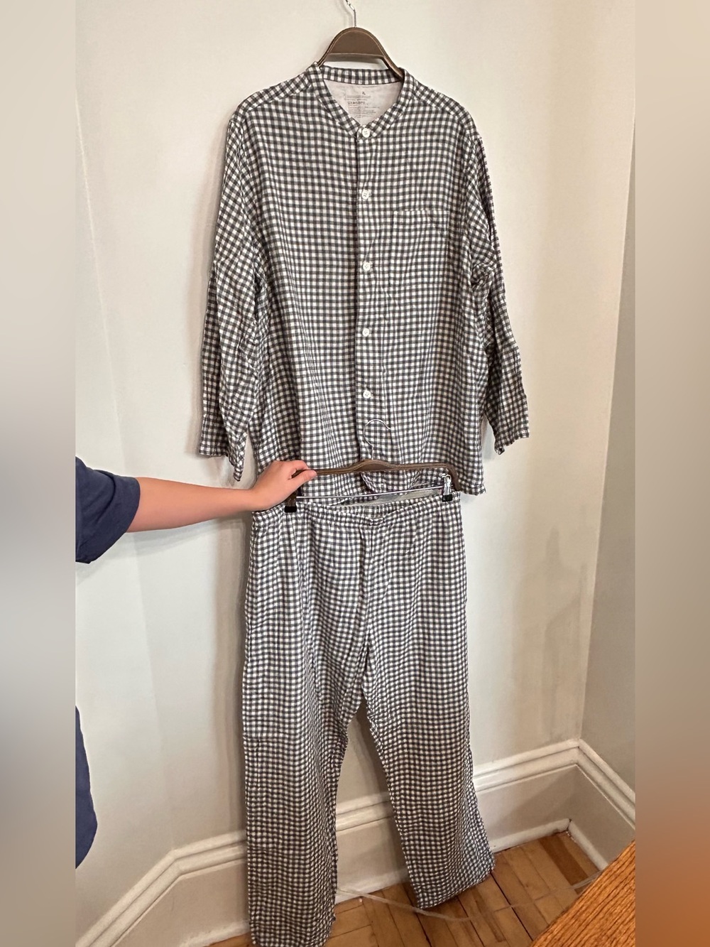 MUJI 100% COTTON GINGHAM PAJAMA SET DOUBLE LAYER GAUZY COTTON